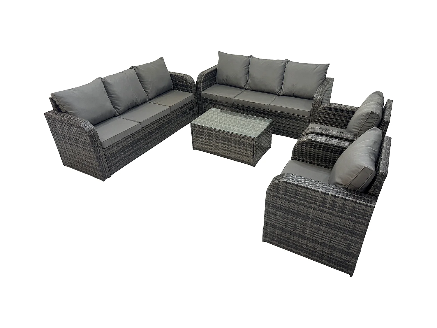 Ensemble de canapés en rotin avec Canapé 3 places Chaise inclinable Gris foncé mixte