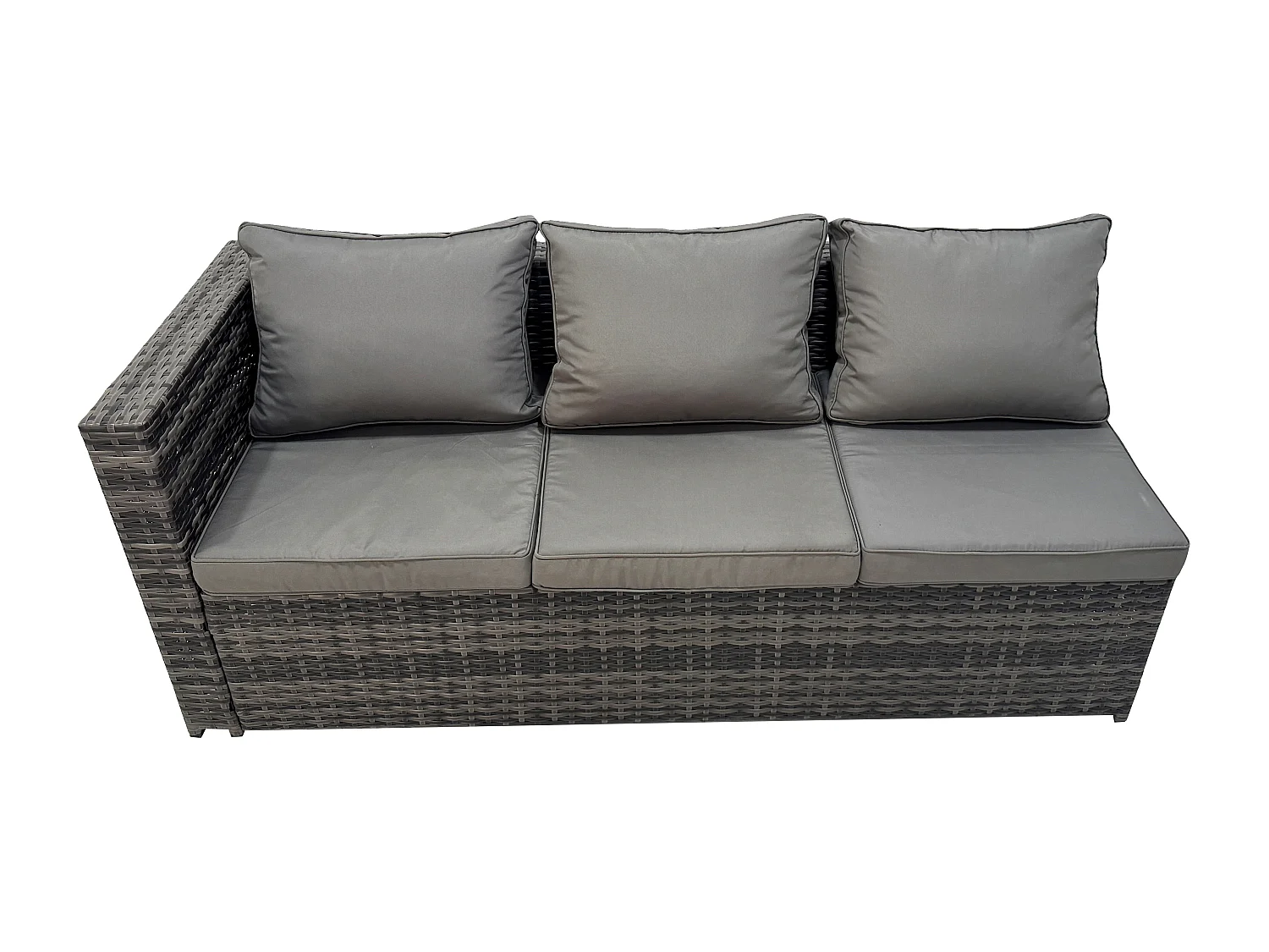 Fimous 7 Seater Grey Rattan Corner Sofa Set 2 Table Armchair Footstool Garden Furniture Outdoor