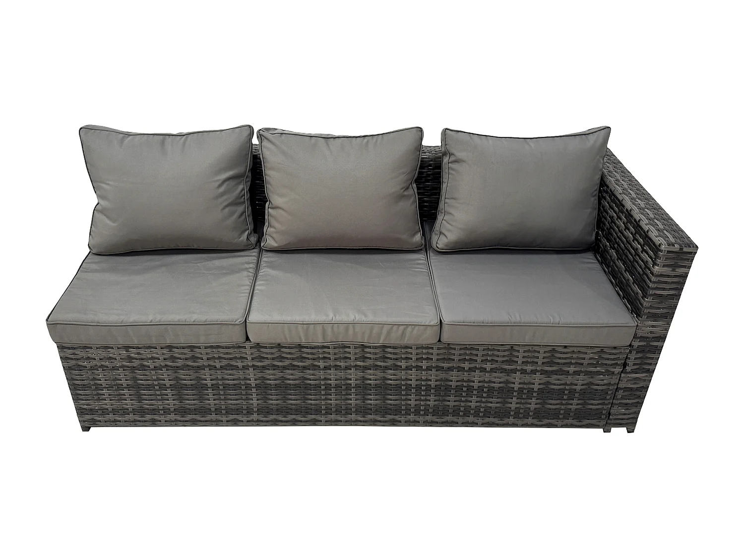Fimous 7 Seater Grey Rattan Corner Sofa Set 2 Table Armchair Footstool Garden Furniture Outdoor