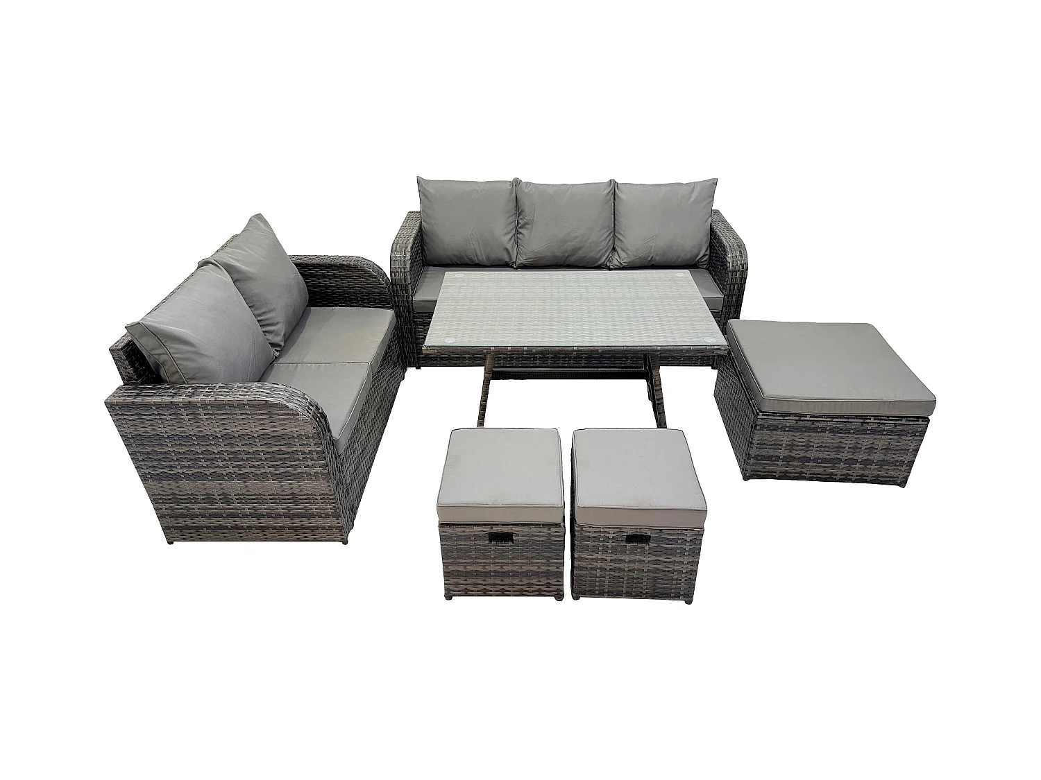 Ensembles de meubles de jardin 6 Pièces Ensemble de canapé en rotin extérieur Gris foncé mixte