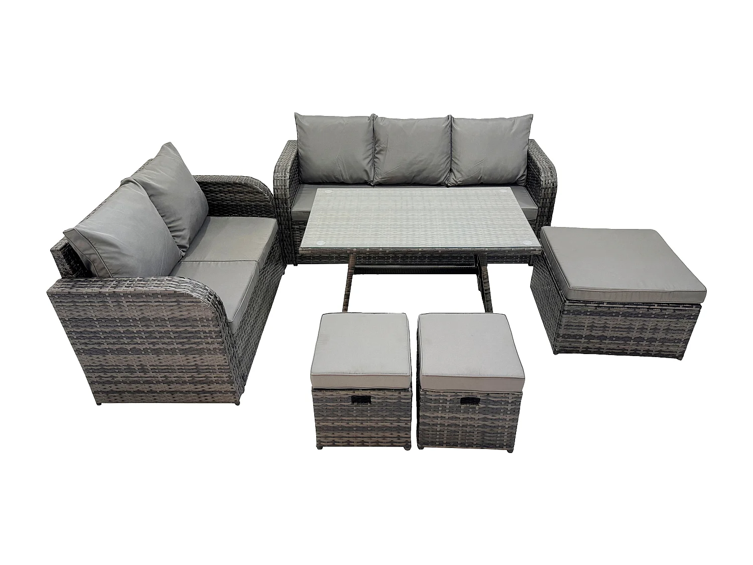 Ensembles de meubles de jardin 6 Pièces Ensemble de canapé en rotin extérieur Gris foncé mixte