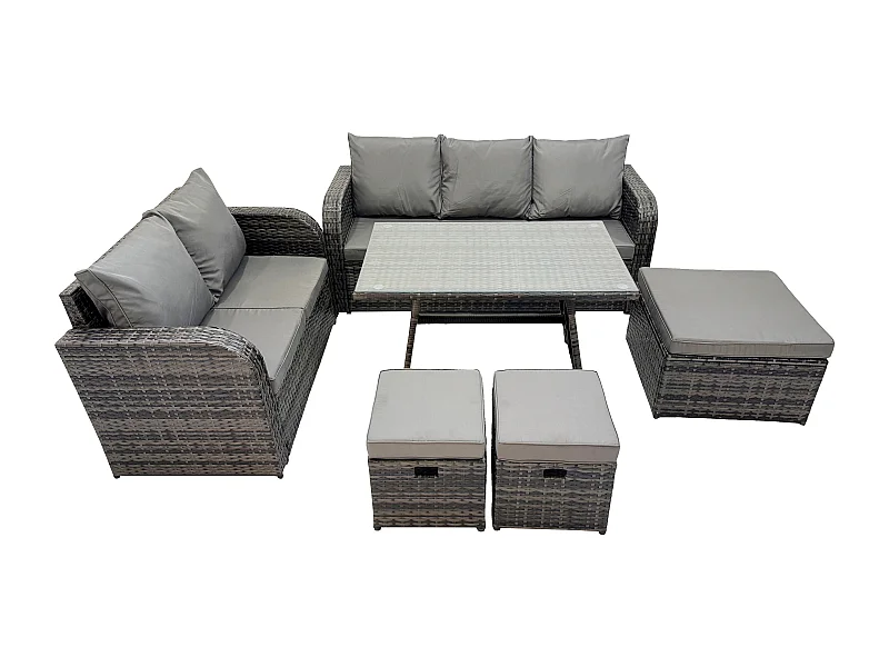 Gartenmöbelset 6 Stücke Polyrattan Garten Sofa im Freien Dunkelgrau Gemischt