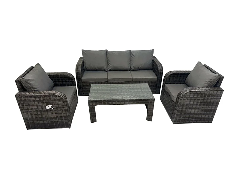 Gartenmöbel-Sets 5-Sitzer Polyrattan Möbel Sofa Sets mit Rechteckiger Couchtisch Liegestühle 3-Sitzer Sofa