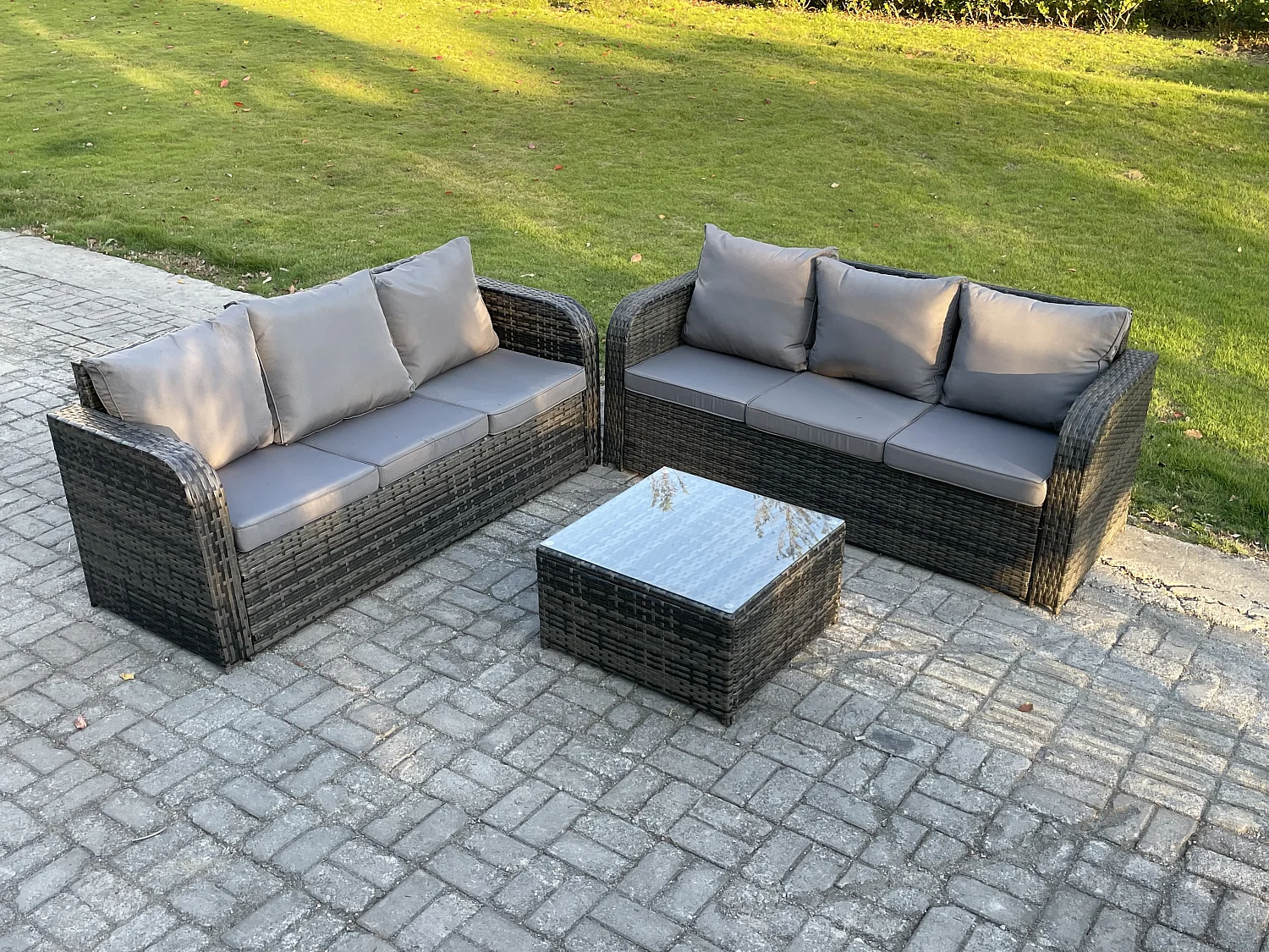 Meubles de jardin en rotin 6 places avec Gris Coussins