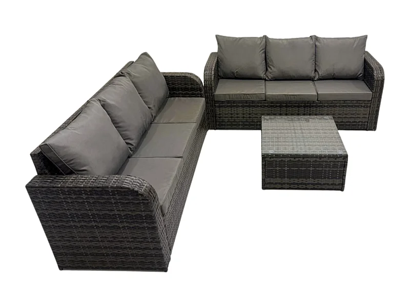 Meubles de jardin en rotin 6 places avec Gris Coussins