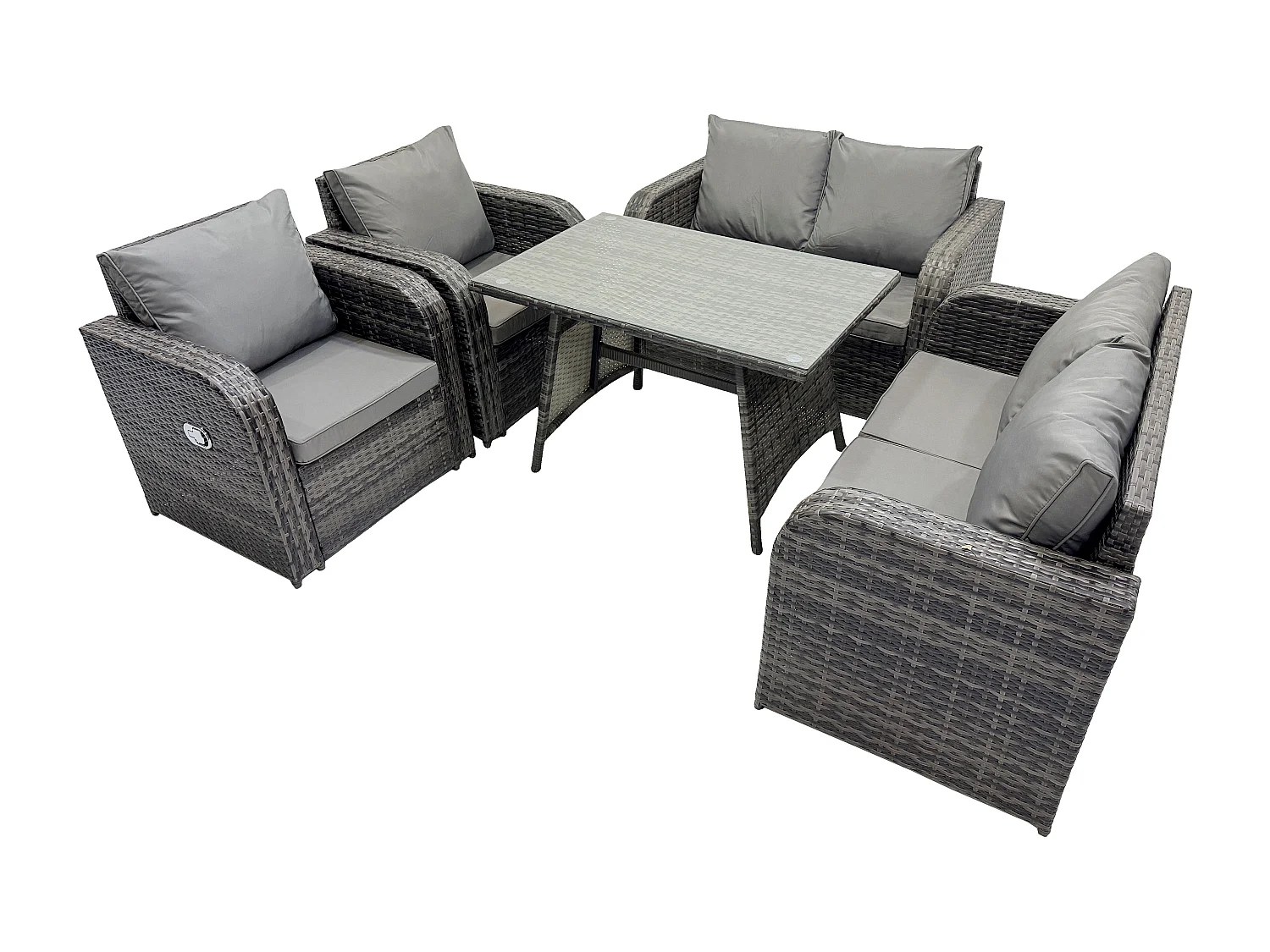 Ensemble de canapé en rotin extérieur avec Table à manger rectangulaire Gris foncé mixte