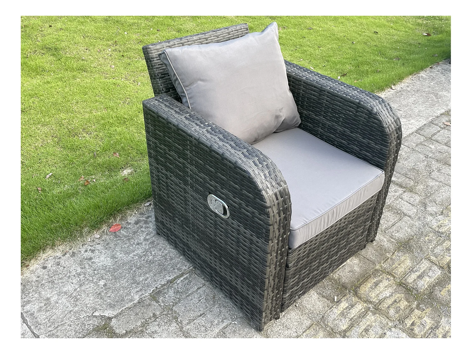 Salon de Jardin en Résine Ensemble Repas de Jardin Exterieur Table à manger réglable en hauteur avec Canapé 3 places Chaise inclinable Canapé d'amour