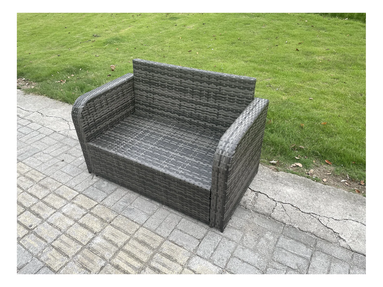 Gartenmöbel-Sets 8-Sitzer Polyrattan Möbel Sofa Sets mit Rechteckiger Couchtisch Loveseat Sofa 2 hohen Hockern 2 Beistelltischen