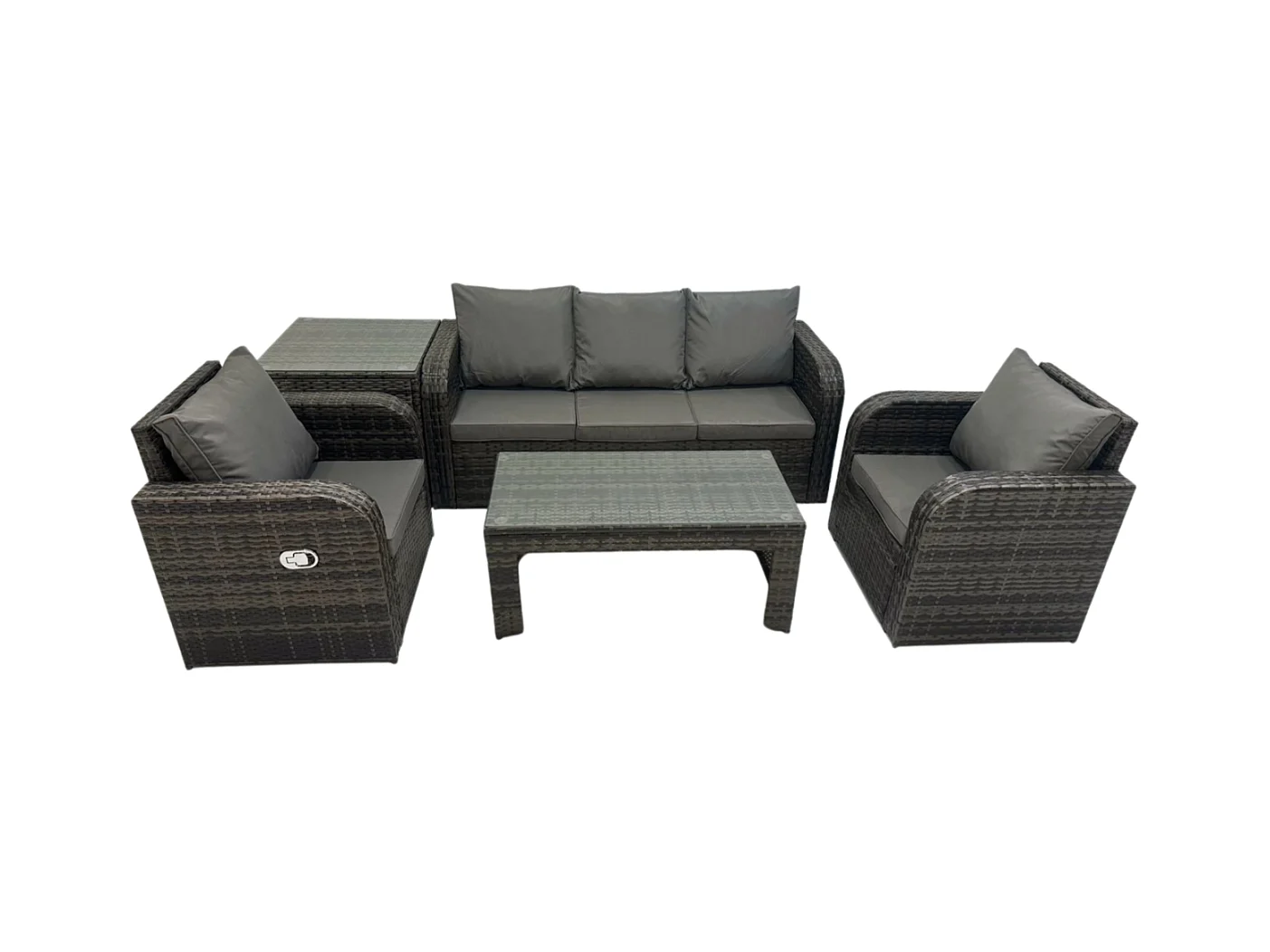 Salon de jardin Ensemble avec Chaise inclinable Table basse Table d'appoint Gris foncé mixte