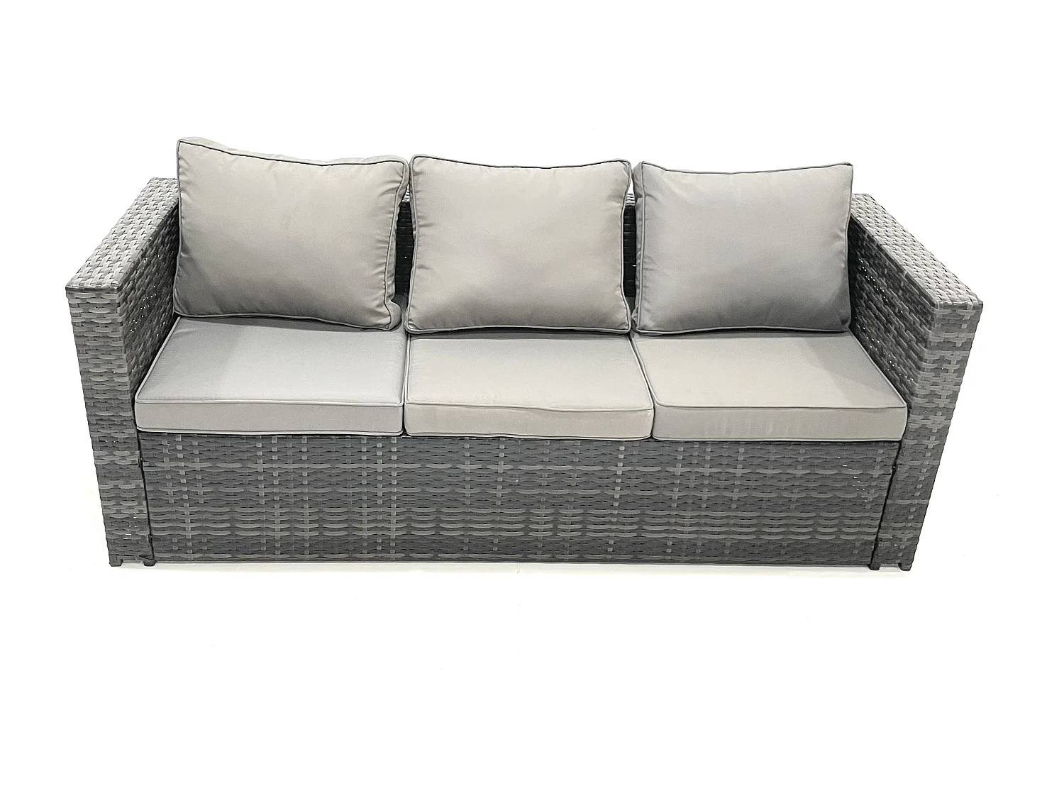 Fimous Rattan Garden Furniture Set Outdoor Lounger Sofa with Coffee Table 2 Armchair Dark Grey Mixed