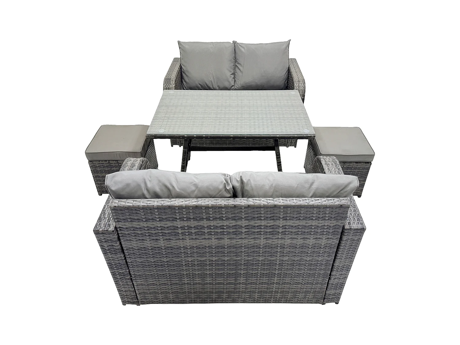 Salon de jardin avec Canapé d'amour Table à manger oblongue