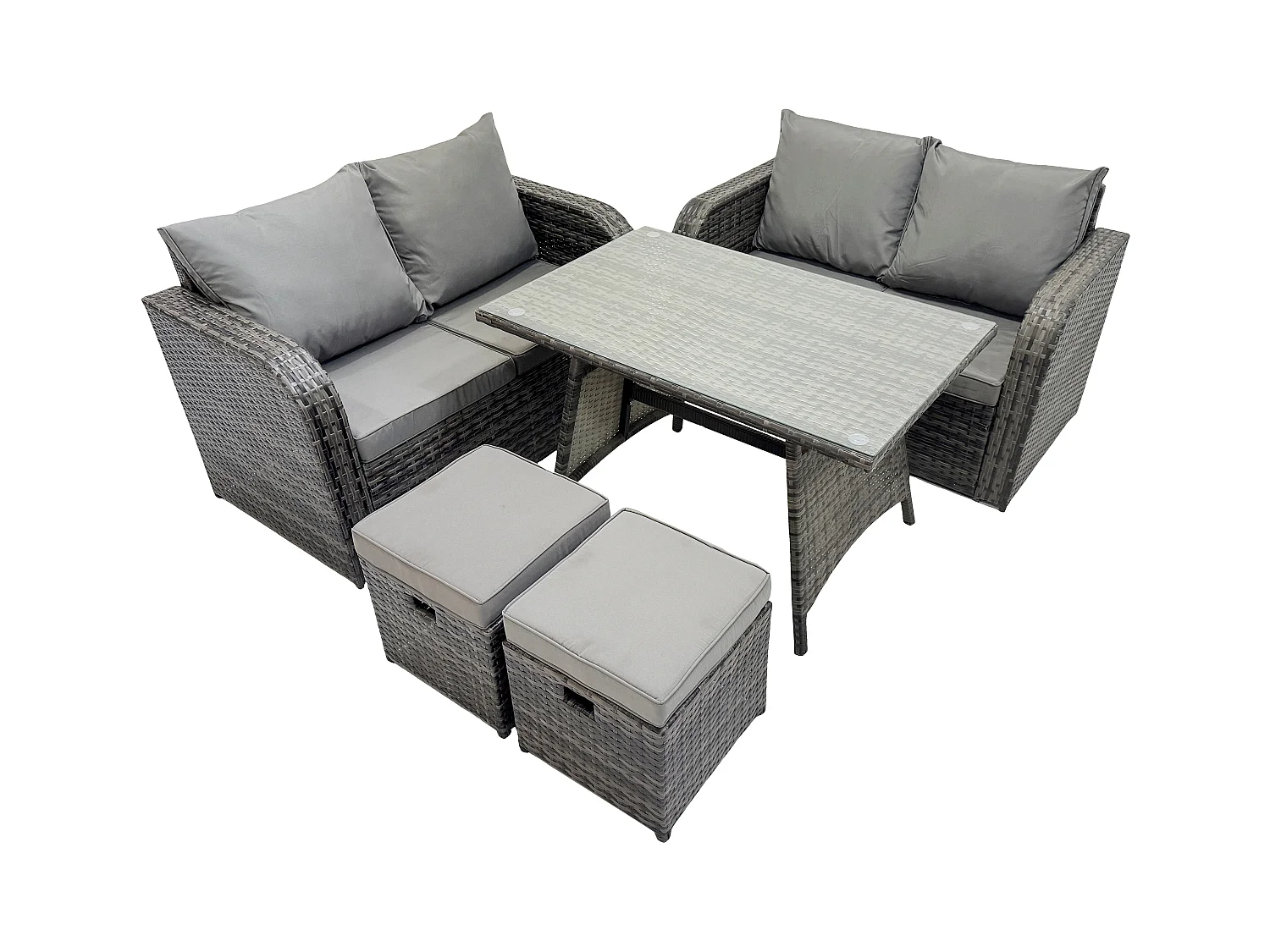 Salon de jardin avec Canapé d'amour Table à manger oblongue