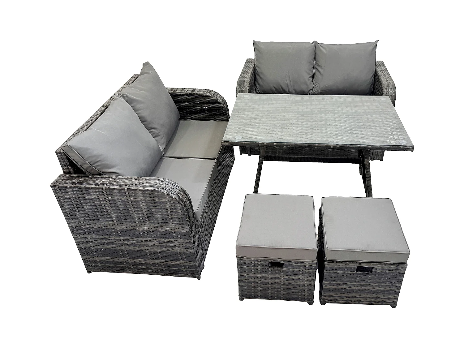 Salon de jardin avec Canapé d'amour Table à manger oblongue