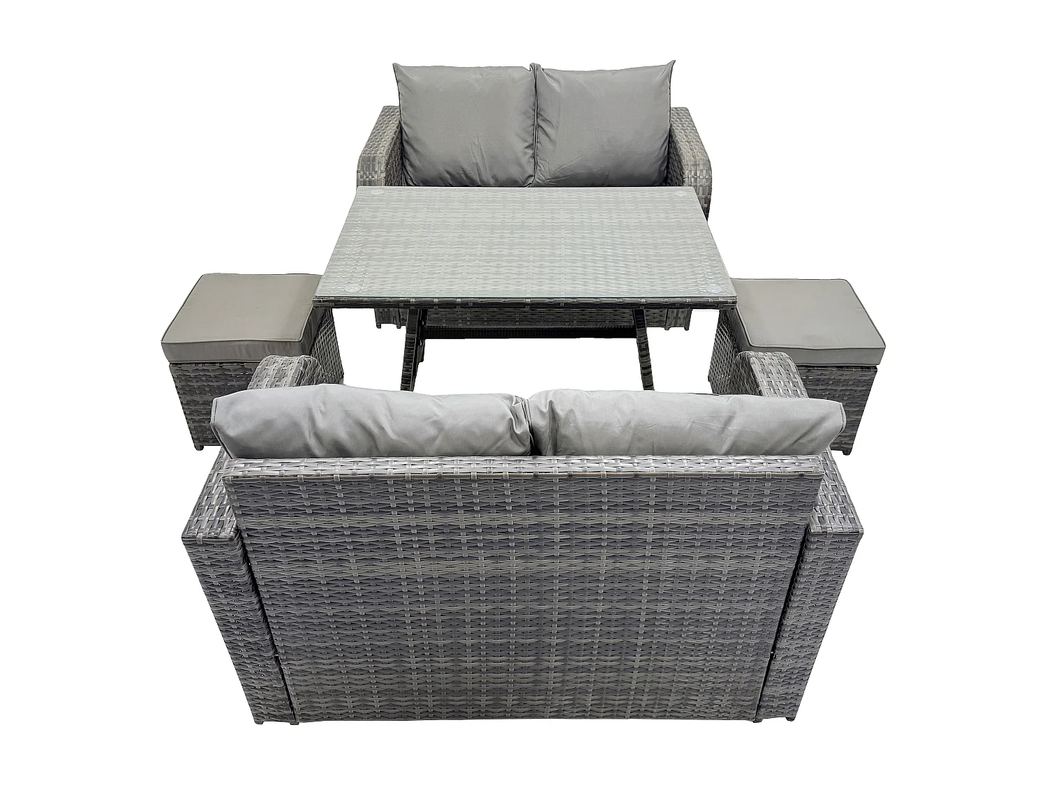 Salon de jardin avec Canapé d'amour Table à manger oblongue