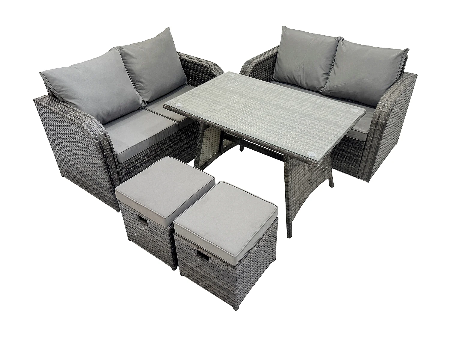 Salon de jardin avec Canapé d'amour Table à manger oblongue