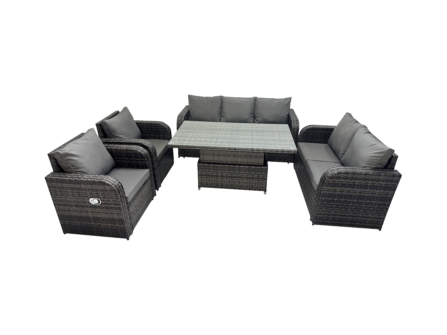 Rattan Gartenmöbel-Sets höhenverstellbarer Tisch Liegestühle Sofa Set Dunkelgrau Gemischt