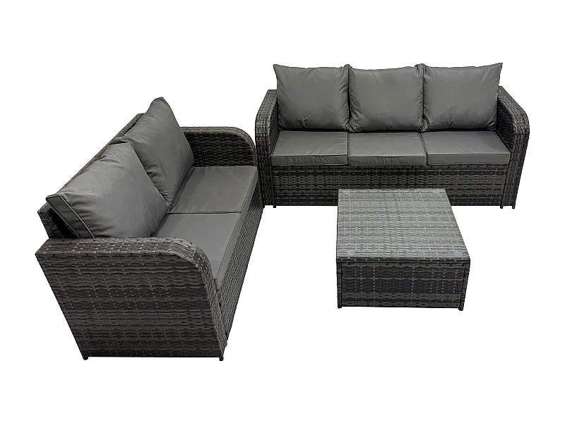 Polyrattan Gartenmöbel Sets 5-Sitzer Garten Sofa im Freien Set Quadratischer Couchtisch