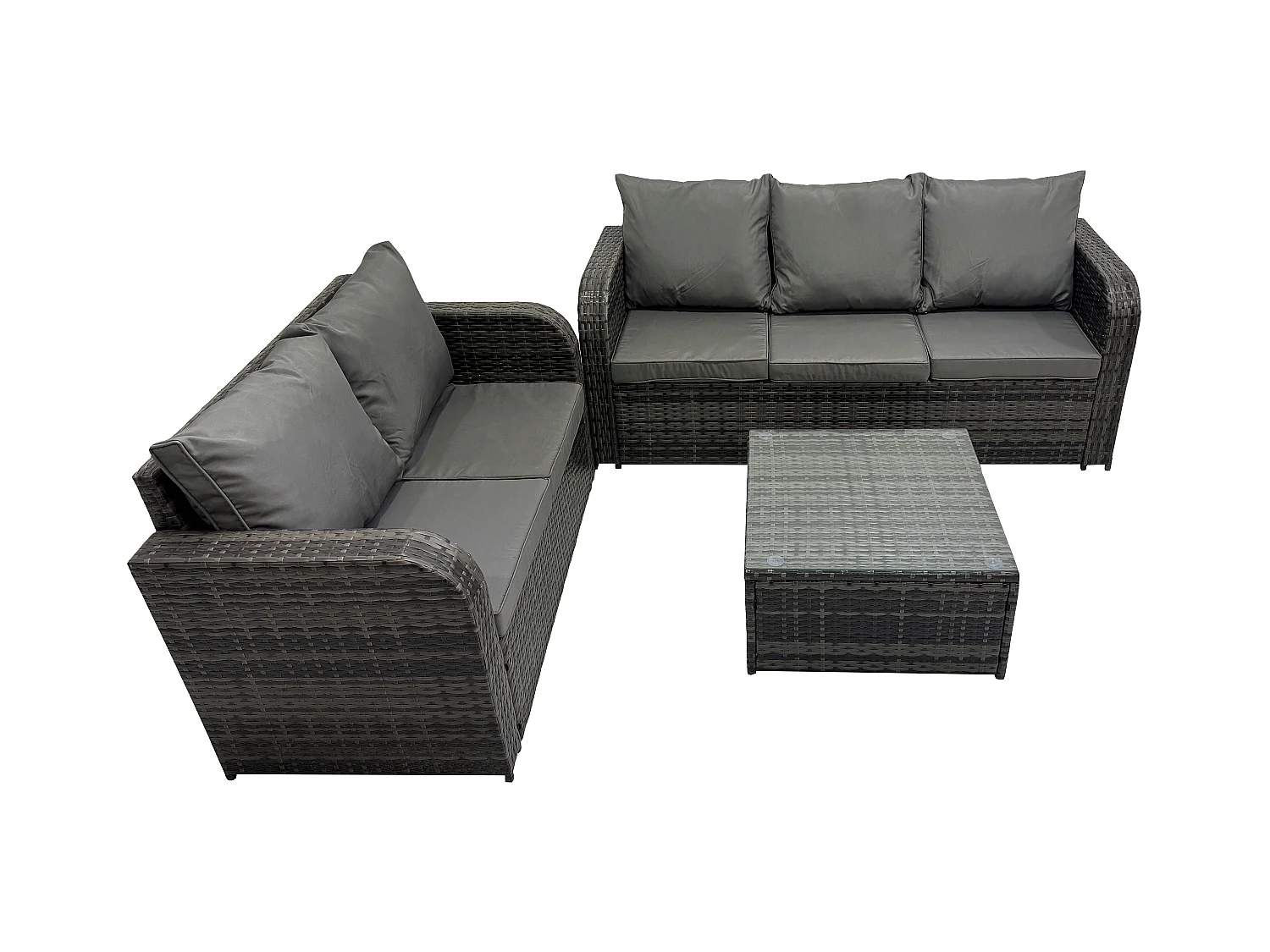 Polyrattan Gartenmöbel Sets 5-Sitzer Garten Sofa im Freien Set Quadratischer Couchtisch