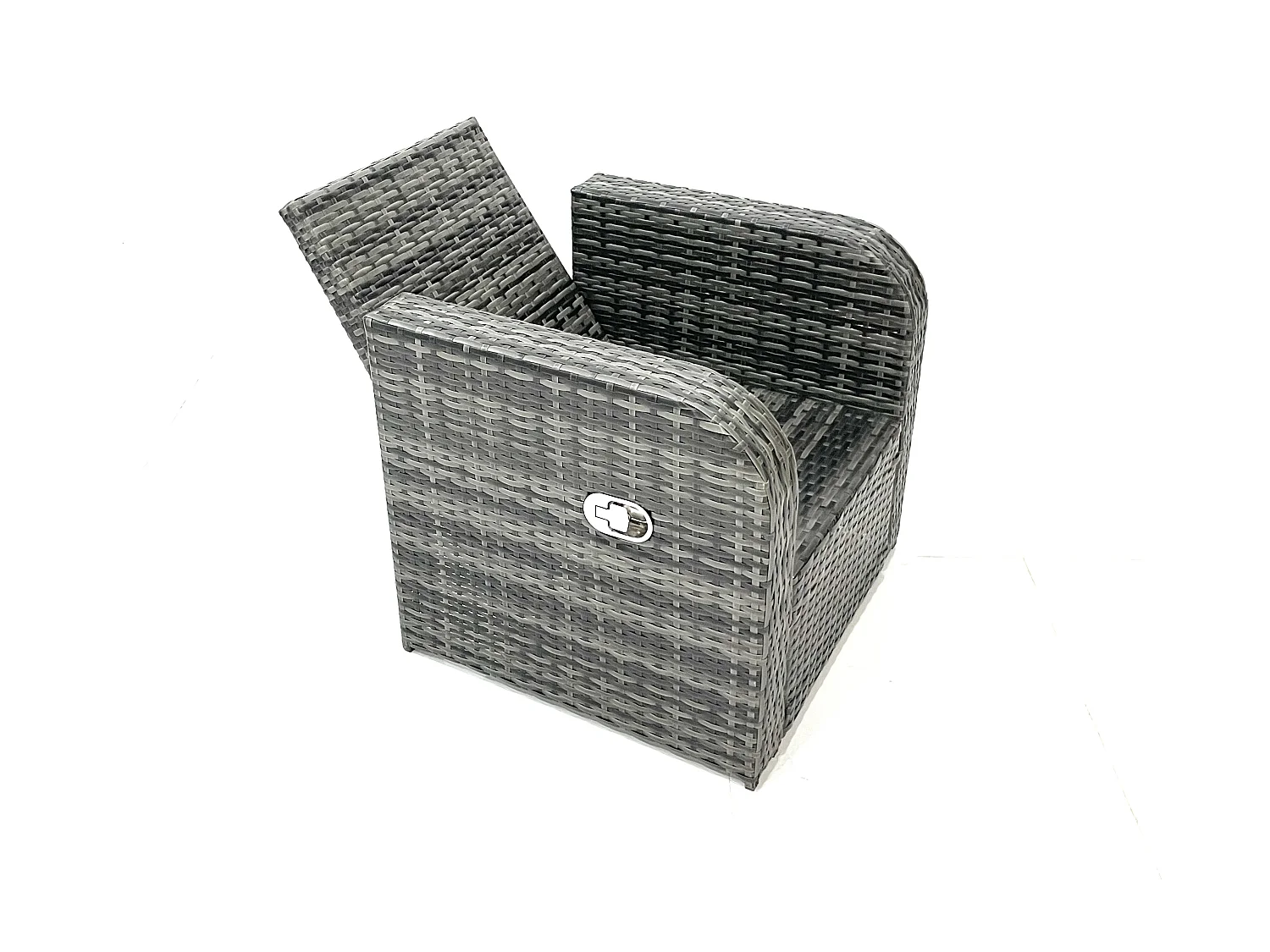 Fimous Outdoor Garden Furniture Set Rattan Sofa Dining Table Set with Reclining Chair Dark Grey Mixed