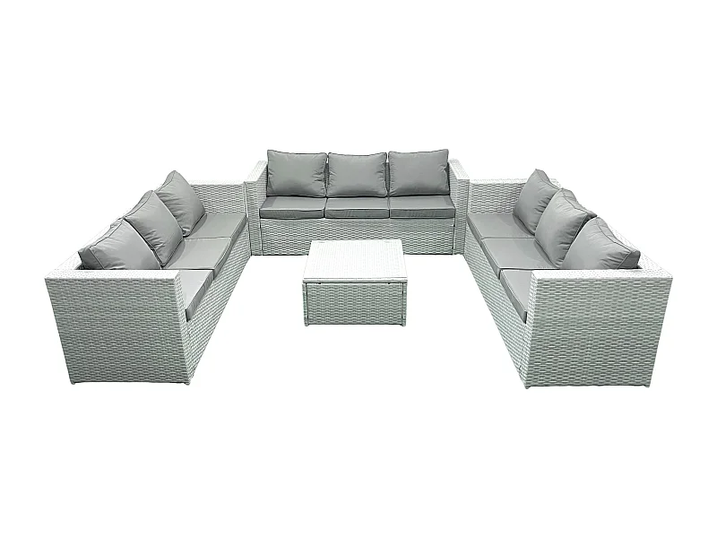 Gartenmöbel im Freien Polyrattan 9-Sitzer Rattan Garten Sofa Set Hellgrau gemischt