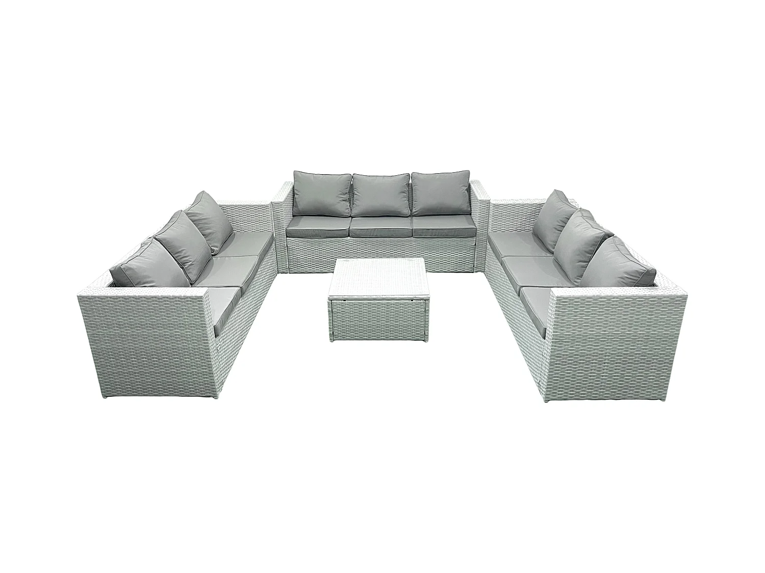 Gartenmöbel im Freien Polyrattan 9-Sitzer Rattan Garten Sofa Set Hellgrau gemischt