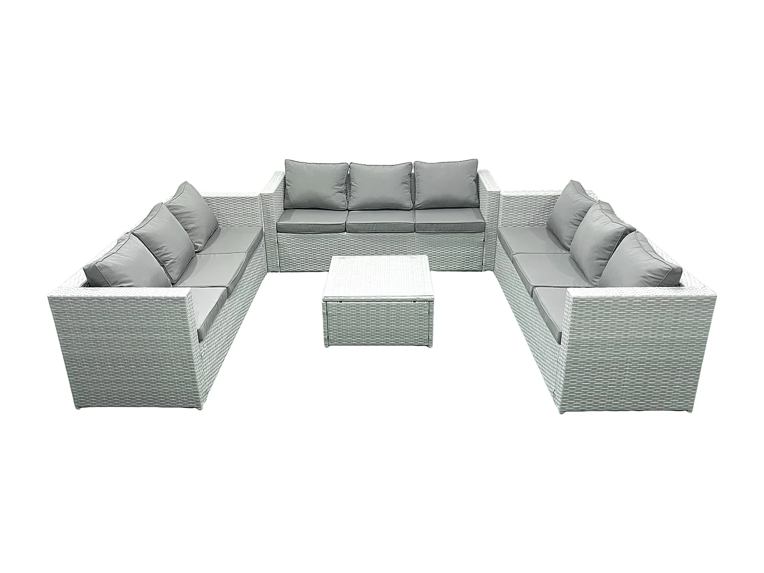 Gartenmöbel im Freien Polyrattan 9-Sitzer Rattan Garten Sofa Set Hellgrau gemischt