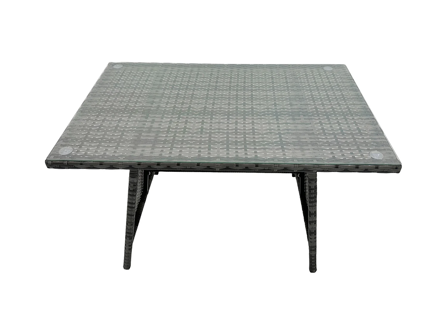 Gris foncé mixte Salon de Jardin Extérieur en Résine avec Fauteuil Table à manger rectangulaire 2 Petits tabourets 7 places