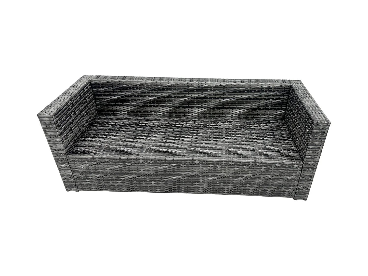 Gris foncé mixte Salon de Jardin Extérieur en Résine avec Fauteuil Table à manger rectangulaire 2 Petits tabourets 7 places