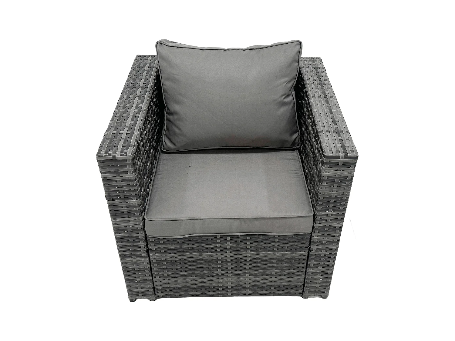 Gris foncé mixte Salon de Jardin Extérieur en Résine avec Fauteuil Table à manger rectangulaire 2 Petits tabourets 7 places