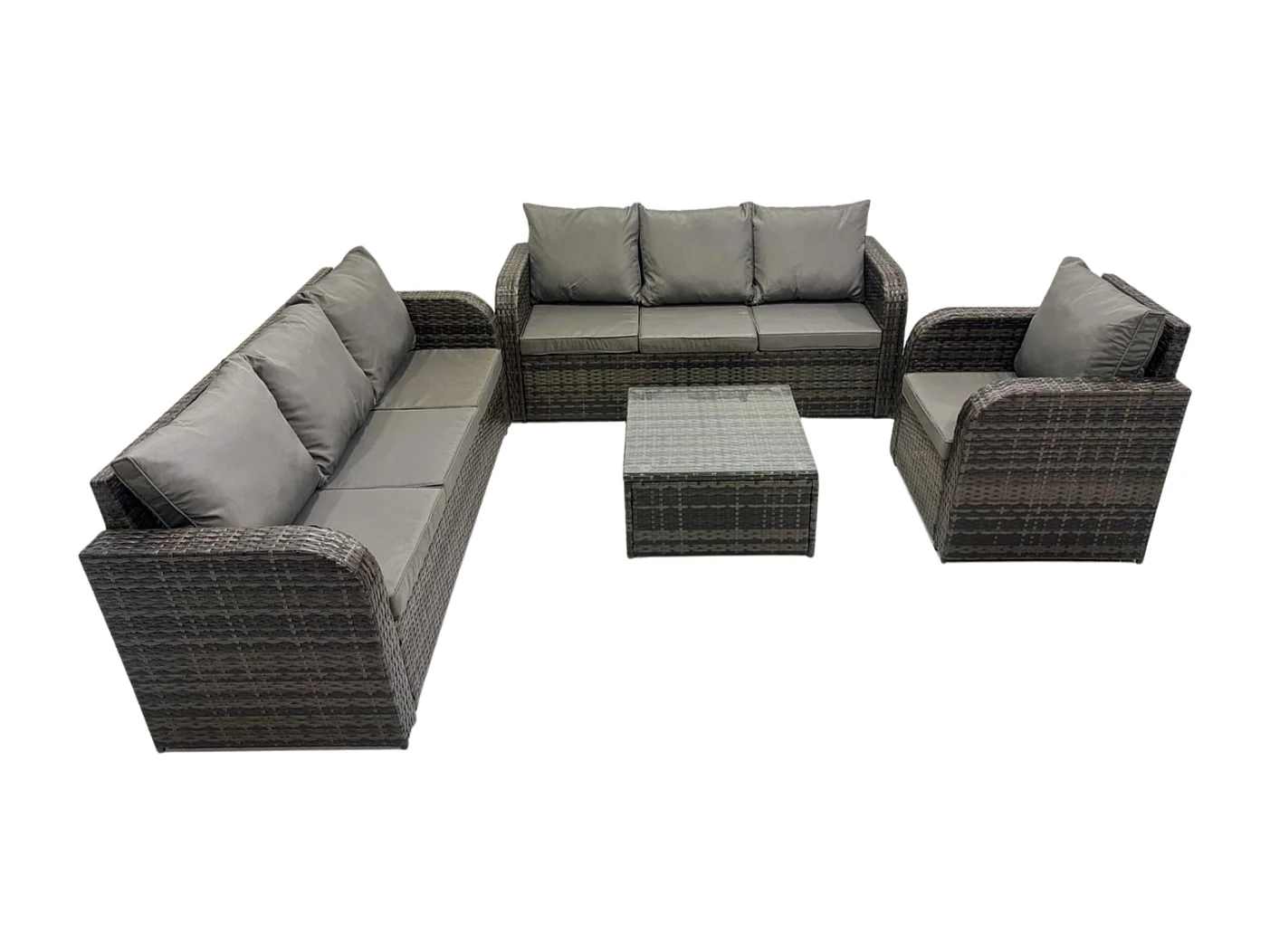 Polyrattan Gartenmöbelset Garten Sofa Couchtisch Set mit Liegestühle Dunkelgrau Gemischt