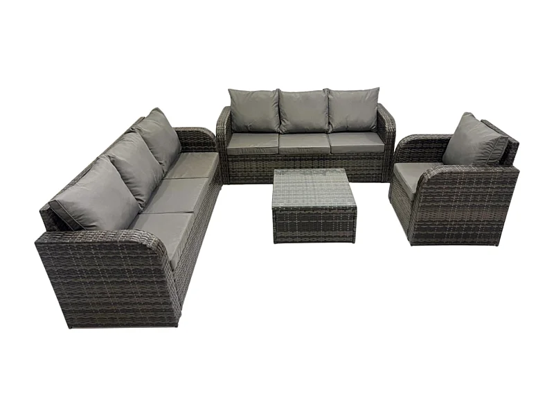Polyrattan Gartenmöbelset Garten Sofa Couchtisch Set mit Liegestühle Dunkelgrau Gemischt