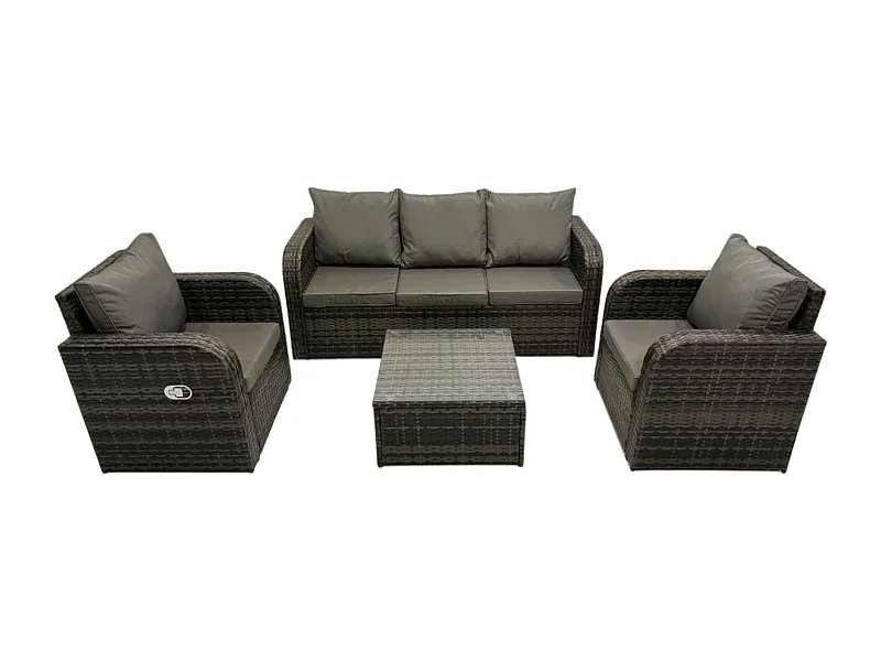 Ensembles de meubles de jardin 5 places Canapés de terrasse avec Chaise inclinable Canapé 3 places Gris foncé mixte