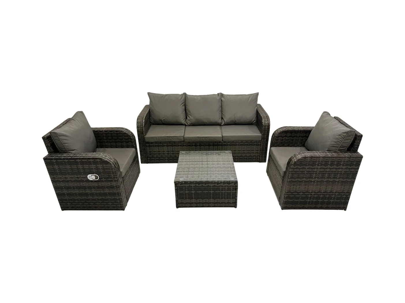 Gartenmöbelset 5-Sitzer Rattan Sofa Set mit Liegestühle 3-Sitzer Sofa Dunkelgrau Gemischt