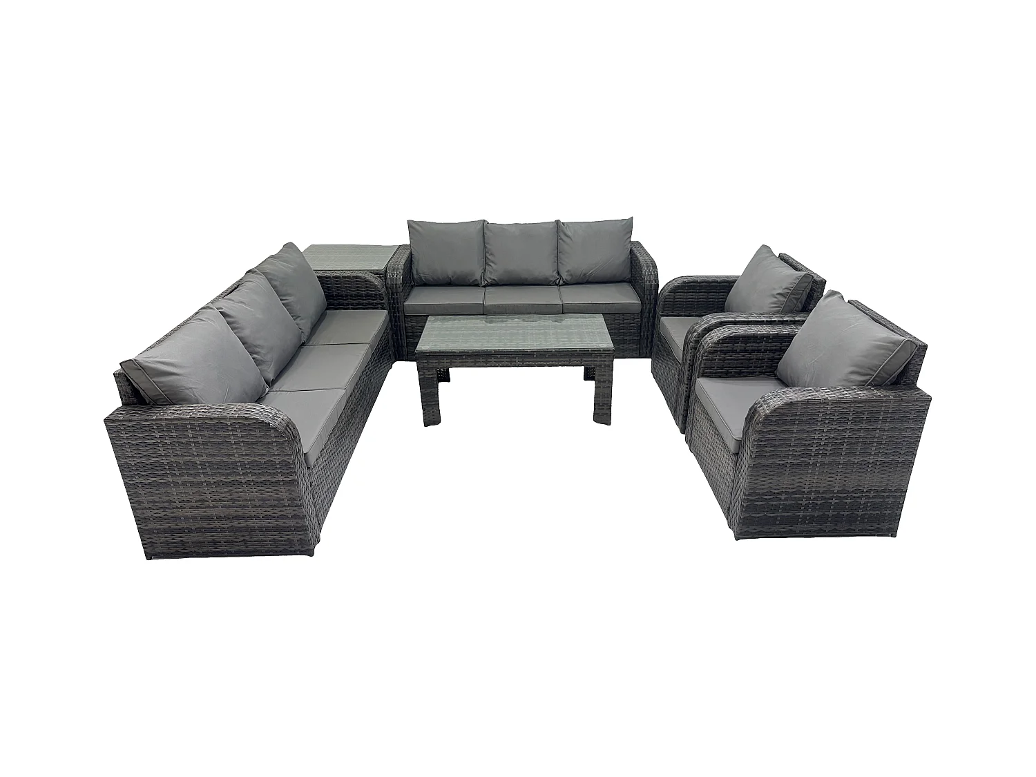 Polyrattan Sofa Set Outdoor Patio Gartenmöbel mit Liegestühle Couchtisch Beistelltisch Dunkelgrau Gemischt