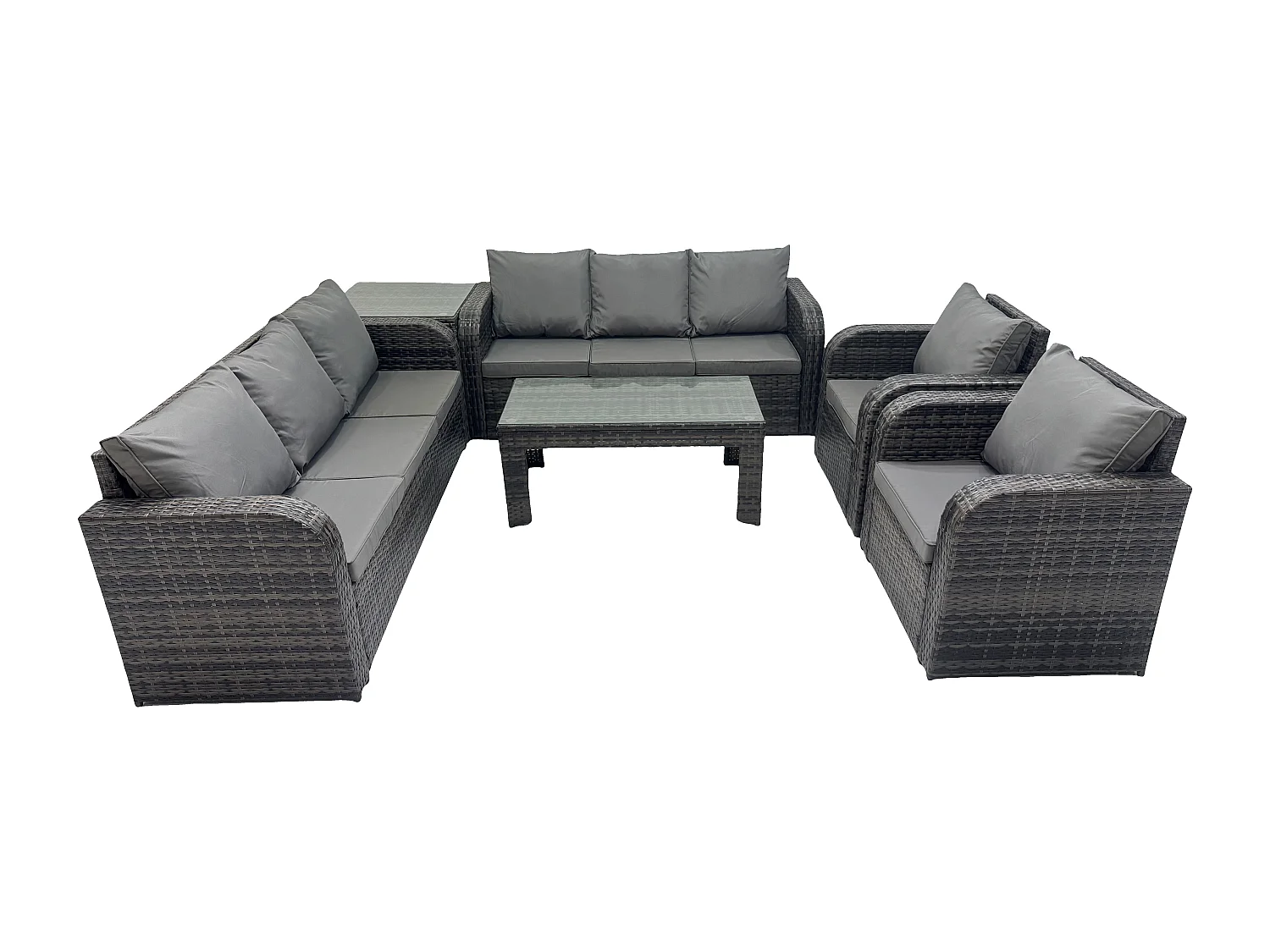 Polyrattan Sofa Set Outdoor Patio Gartenmöbel mit Liegestühle Couchtisch Beistelltisch Dunkelgrau Gemischt