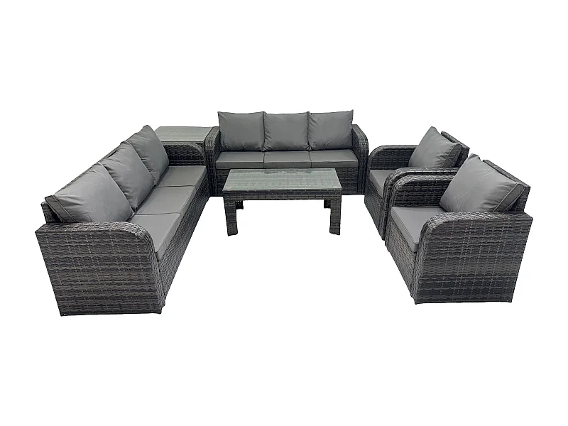 Polyrattan Sofa Set Outdoor Patio Gartenmöbel mit Liegestühle Couchtisch Beistelltisch Dunkelgrau Gemischt