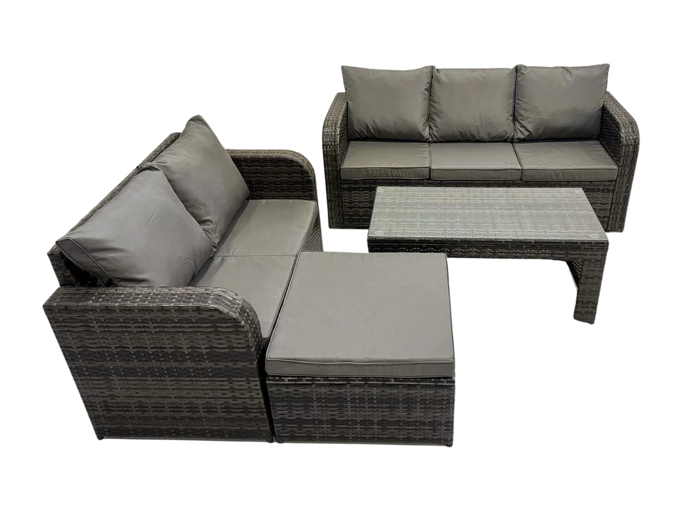 Ensembles de salon de jardin avec Table basse rectangulaire Grand tabouret Gris foncé mixte