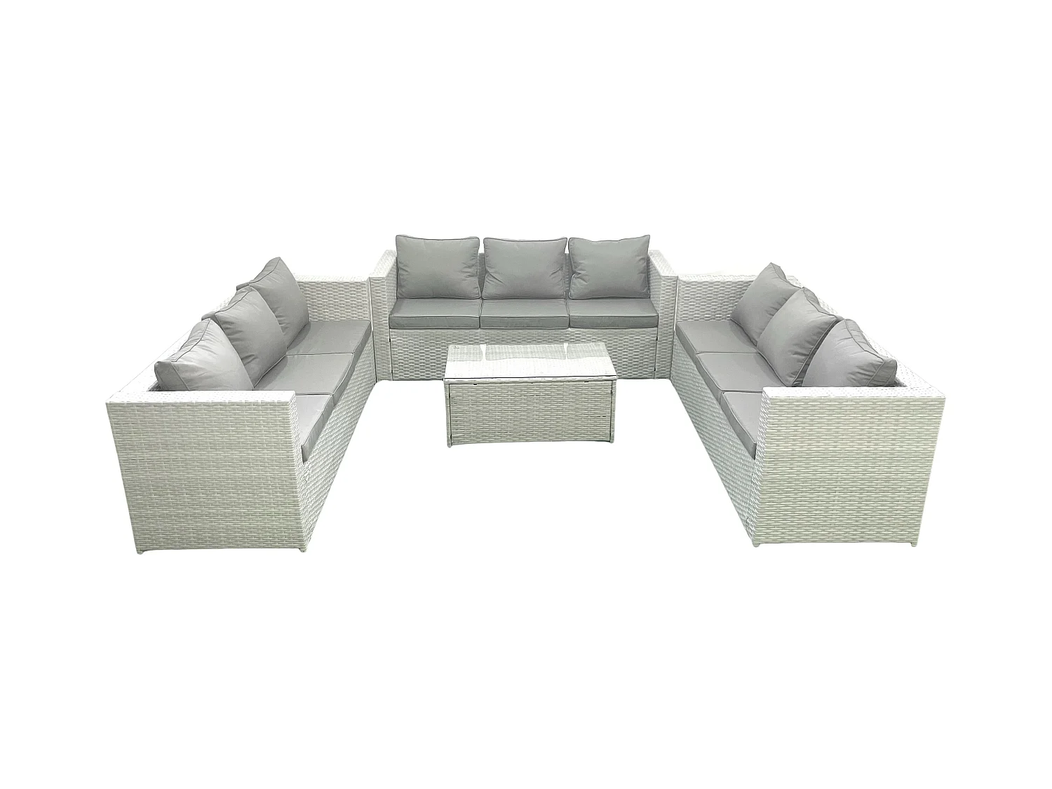 Gartenmöbel im Freien Polyrattan 9-Sitzer Garten Sofa Couchtisch Set Hellgrau gemischt