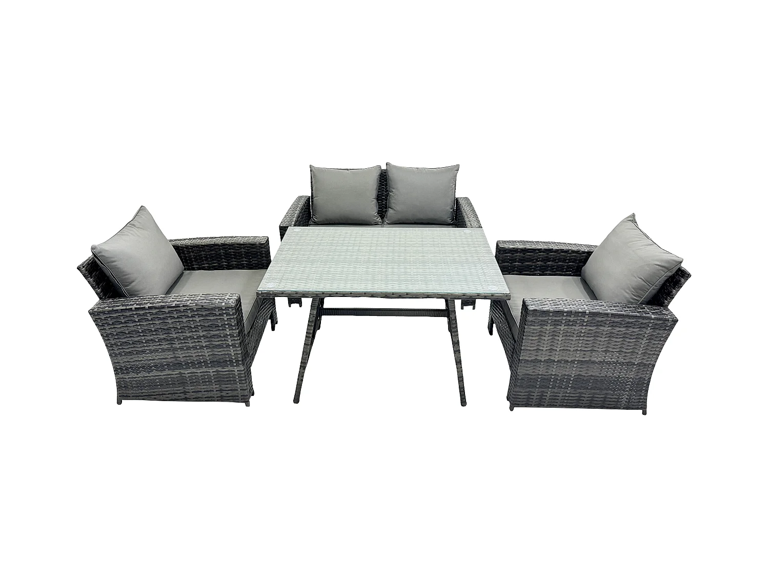 Ensemble de canapé en rotin extérieur avec Table à manger Gris foncé mixte