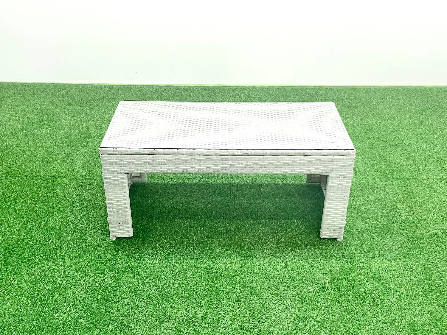 Fimous Rattan Garden Furniture Set 8 Seater Outdoor Garden Sofa Oblong Coffee Table Set with 2 Chairs 3 Stools 2 Side Tables Light Grey Mixed