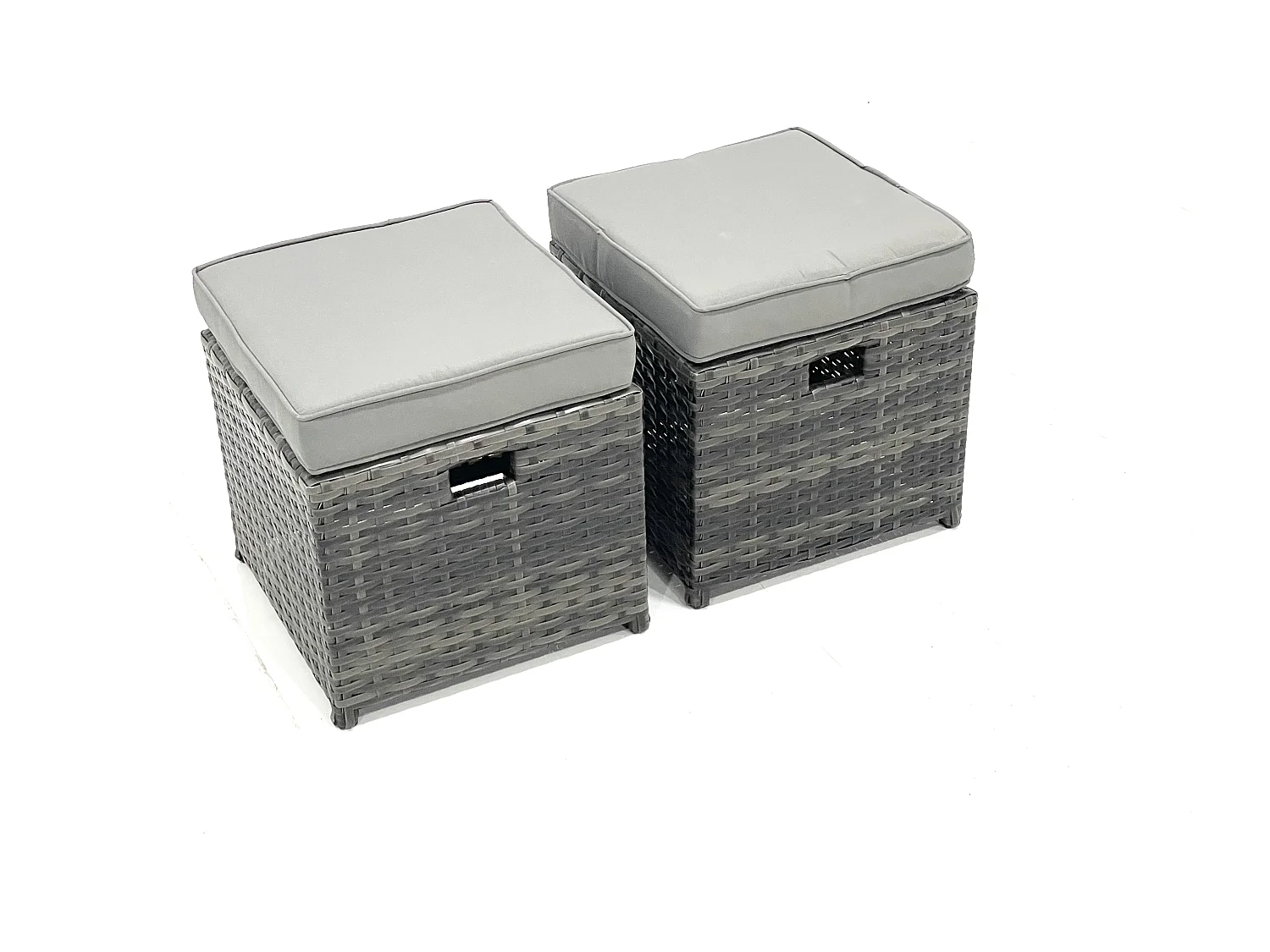 Gartenmöbel-Set 11-Sitzer Polyrattan Sofa Set mit Couchtisch 2 kleine Fußhockern Dunkelgrau Gemischt