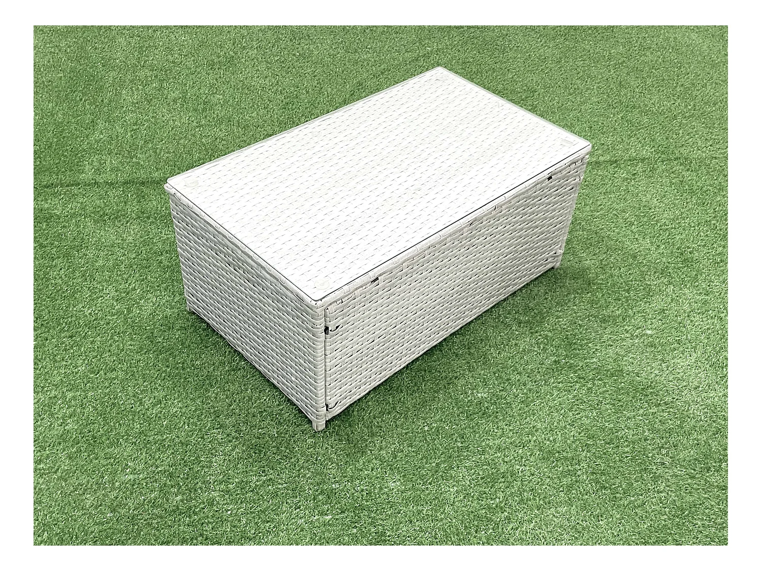 Polyrattan Gartenmöbel Set mit 3-Sitzer Sofa 2 Sesseln Rechteckiger Couchtisch Beistelltisch Hellgrau gemischt 5-Sitzer