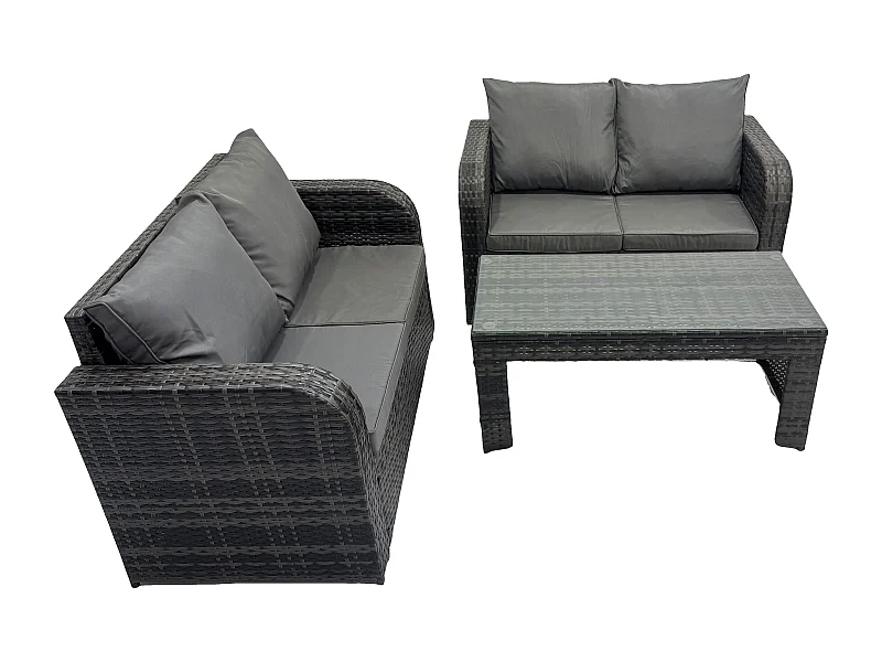 Gartenmöbel-Sets Polyrattan Möbel Sofa Sets mit Rechteckiger Couchtisch
