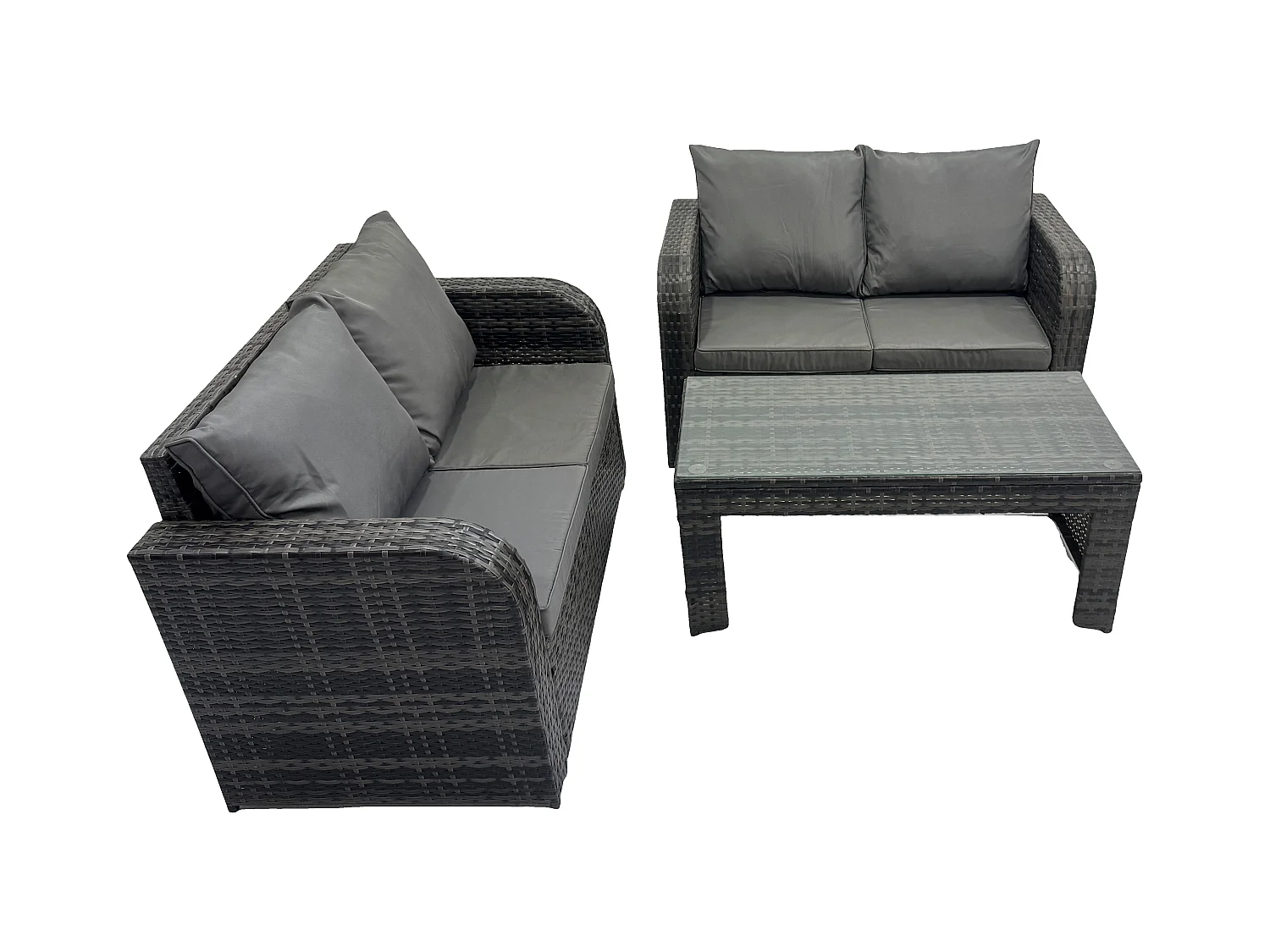 Gartenmöbel-Sets Polyrattan Möbel Sofa Sets mit Rechteckiger Couchtisch