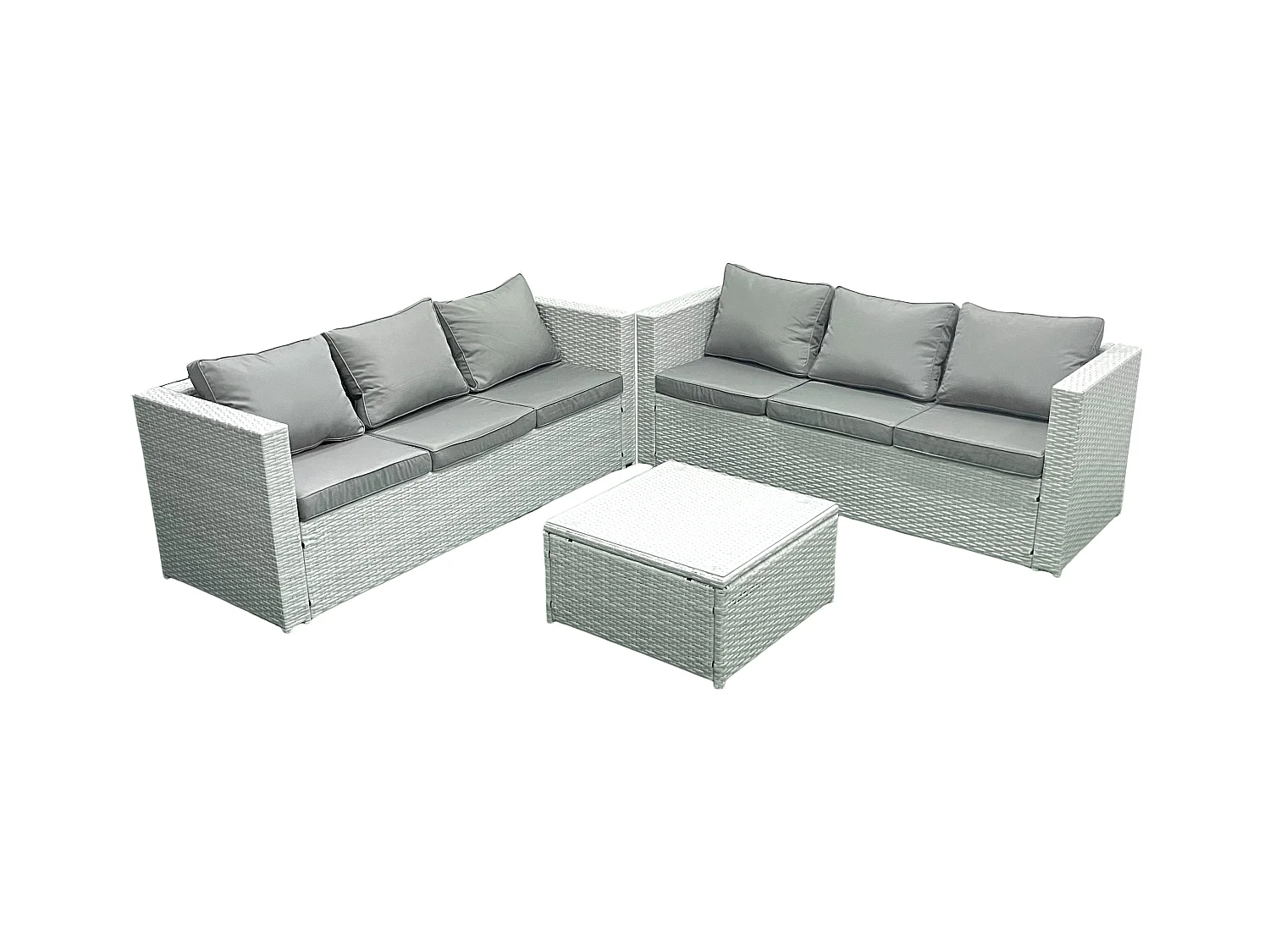 Gartenmöbel im Freien Polyrattan 6-Sitzer Rattan Garten Sofa Set Hellgrau gemischt