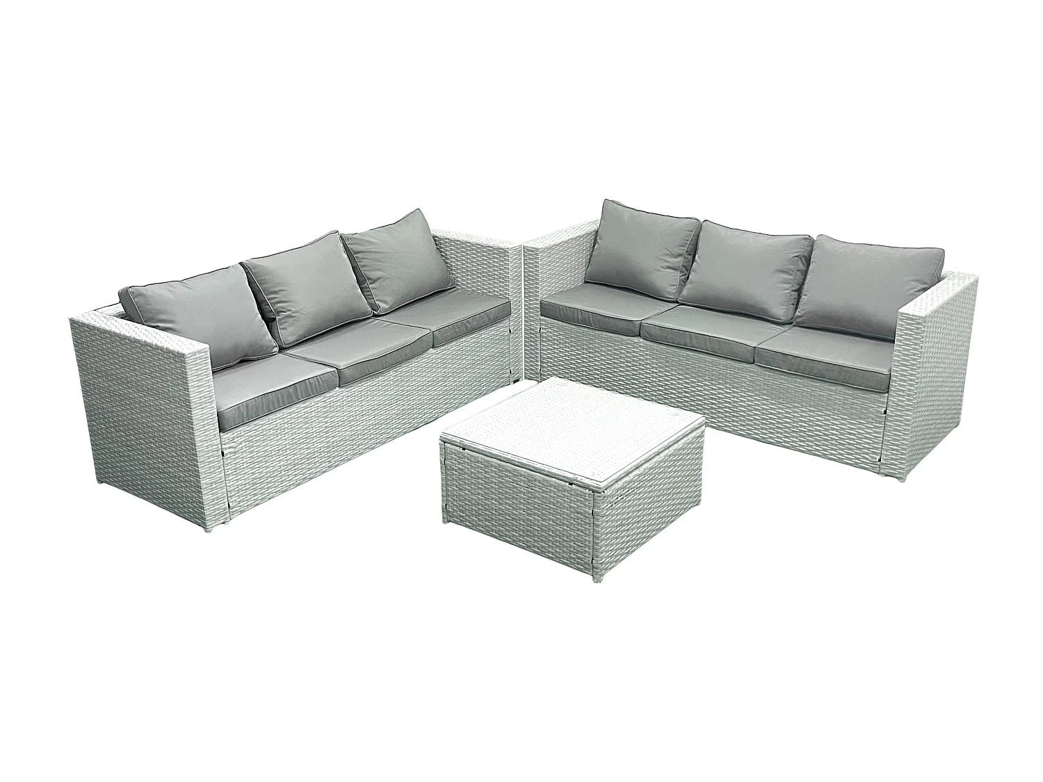 Gartenmöbel im Freien Polyrattan 6-Sitzer Rattan Garten Sofa Set Hellgrau gemischt