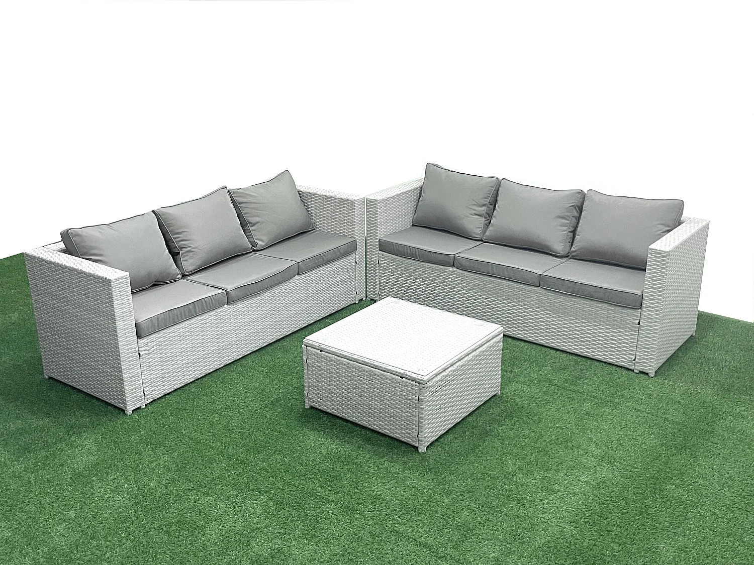 Gartenmöbel im Freien Polyrattan 6-Sitzer Rattan Garten Sofa Set Hellgrau gemischt