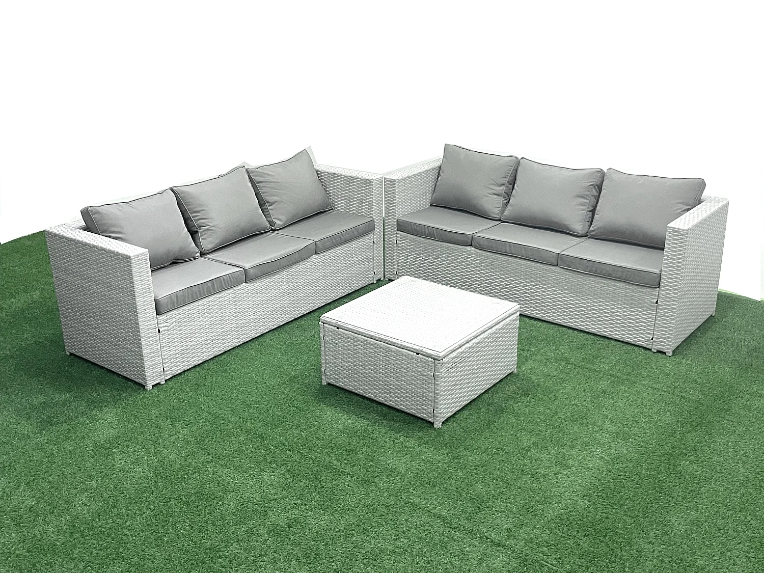 Gartenmöbel im Freien Polyrattan 6-Sitzer Rattan Garten Sofa Set Hellgrau gemischt