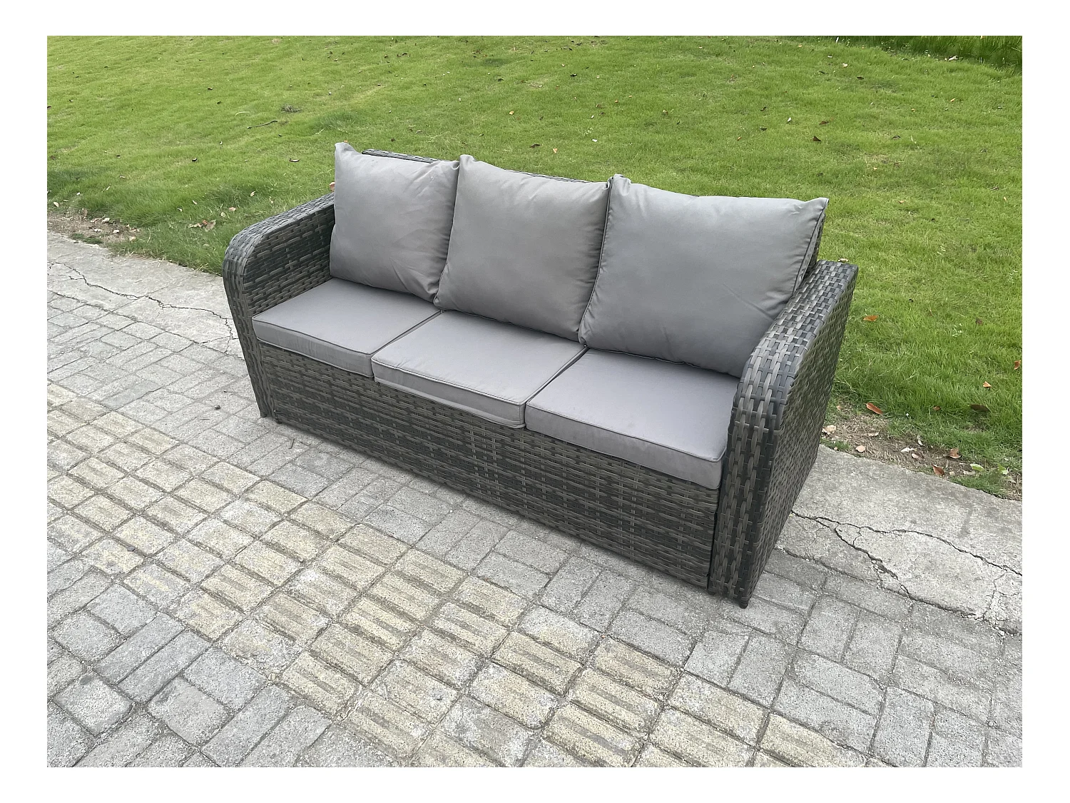 Meubles de jardin en rotin 6 places avec Gris Coussins Table basse carrée d'appoint