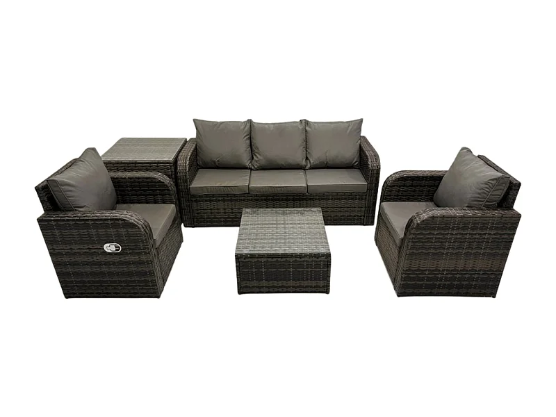 Ensembles de meubles de jardin 5 places Canapés de terrasse avec Chaise inclinable Canapé 3 places Table d'appoint Gris foncé mixte